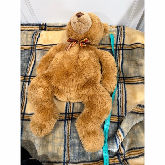 GUND Snoodles Teddy Bear Plush Brown w/ Plaid Bow 18 in Vintage - Picture 12 of 12